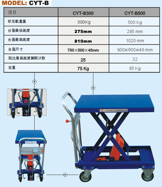 手推液压平台车 WP-500KG