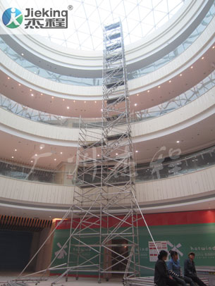 广州天河大厦高空作业安装用轻便铝合金脚手架，铝合金脚手架租售 JK-11