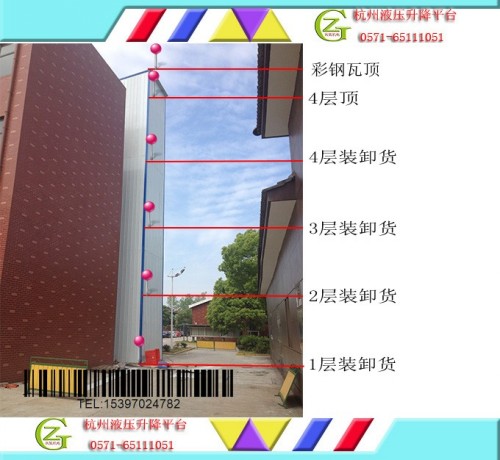 室外液压升降机，外挂液压升降货梯，彩钢瓦液压升降平台 SJG2000-3m